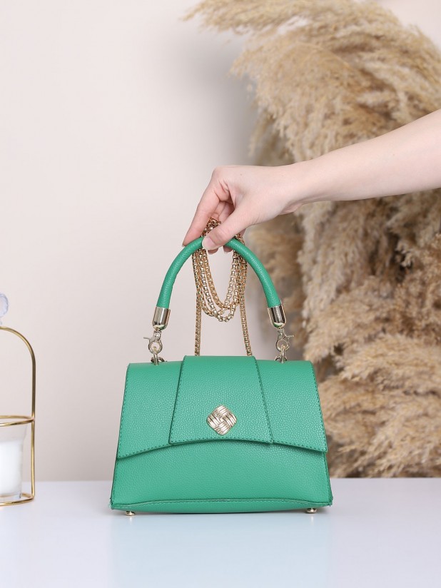 Chain Strap Handle Women's Bag -Green