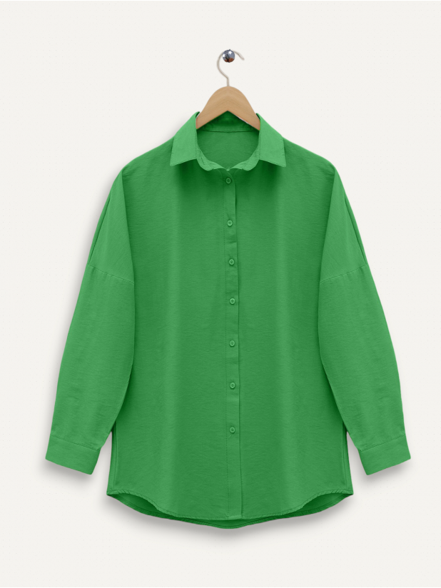 Boydan Düğmeli Gömlek -Yeşil